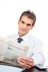 Image showing Businessman Reading a Newspaper