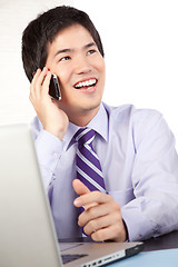 Image showing Businessman Talking on Cell Phone