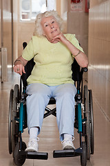 Image showing Retired Woman on Wheelchair