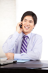 Image showing Businessman Talking on Cell Phone