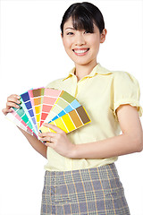 Image showing Asian Woman Showing Color Chart