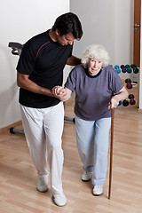 Image showing Therapist helping Patient To Walk