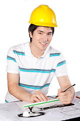 Image showing Young Asian Architect at Work