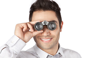 Image showing Businessman Looking Through Binocular