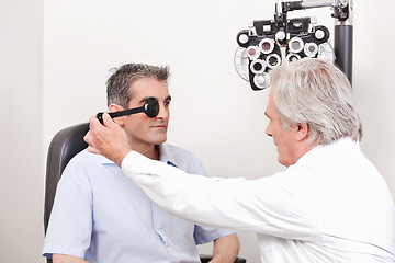 Image showing Patient Having his Eyesight Tested