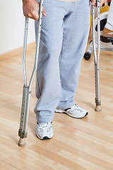 Image showing Woman Standing With Crutches