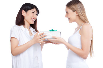 Image showing Two Women with Gift Box