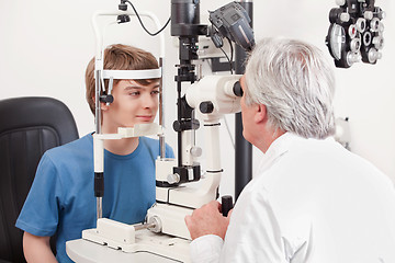Image showing Optometrist Doing Sight Testing