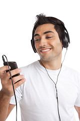 Image showing Man Listening Music on Mp3 Player