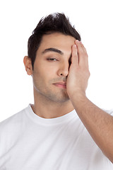 Image showing Stress Man Covering Face