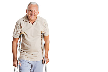 Image showing Senior Man On Crutches