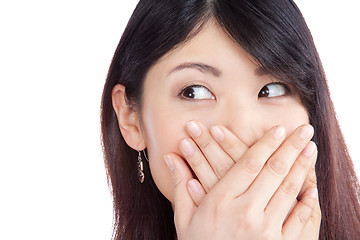 Image showing Asian Woman Covering her Mouth