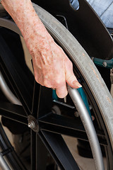 Image showing Hand On Wheelchair