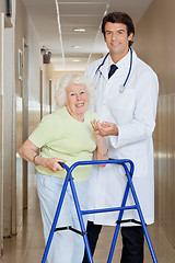 Image showing Doctor Helping An Old Woman With Her Walker