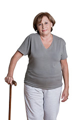 Image showing Mature Woman with Walking Stick