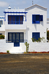 Image showing house step cactus bush  rock  in arrecife lanzarote spain