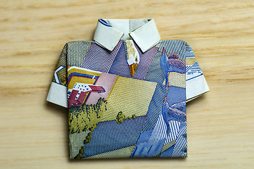 Image showing Banknote folded as a shirt