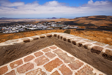 Image showing house arrecife  lanzarote  sentry tower and door  in teguise 
