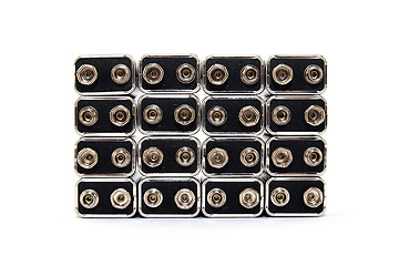 Image showing Nine volt batteries on white background