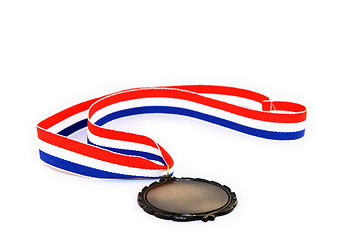 Image showing Blank medal with tricolor ribbon