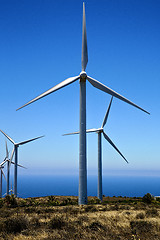 Image showing africa wind turbines sky lanzarote spain 