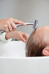 Image showing Woman Getting Hair Washed At Salon