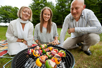 Image showing Kebabs on Portable Barbecue