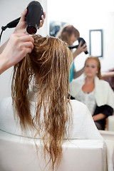 Image showing Drying Hair With Blow Dryer