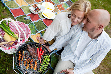 Image showing Happy Couple with BBQ in Park