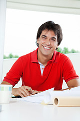 Image showing Happy Architect Working From Home