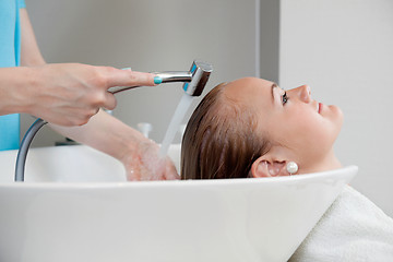 Image showing Hair Wash At Beauty Salon