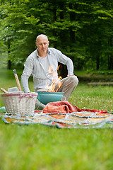 Image showing Man At An Outdoor Picnic