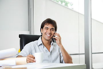 Image showing Happy Architect On Phone Call