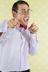 Image showing Excited Geek Pointing At You