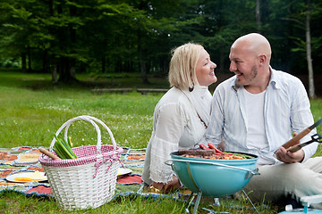 Image showing Happy Couple in Park with Barbecue