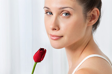 Image showing Female With Red Rose