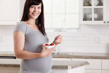 Image showing Pregnant Woman with Healthy Breakfast