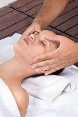 Image showing Woman Receiving Head Massage