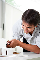 Image showing Architect Building a House Model