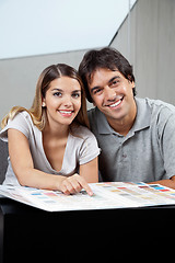 Image showing Couple With Color Swatch Chart