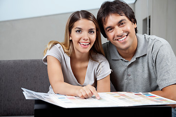 Image showing Couple Choosing Color Samples