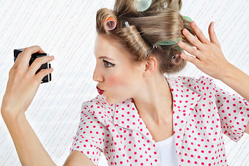 Image showing Woman Self Photographing Herself