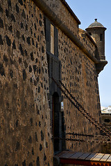 Image showing sand arrecife lanzarote castillo   the old wall castle  tower an