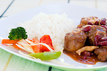 Image showing Oxtail Stew with Rice and Vegetables