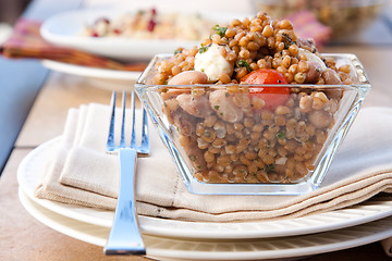 Image showing Farro, Tomato and Mozzarella Salad