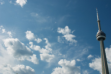 Image showing CN Tower across a blue sky