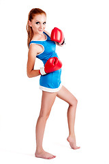 Image showing woman with boxing gloves