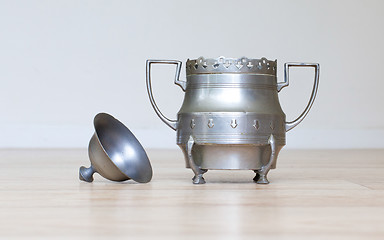 Image showing Retro silver sugar bowl