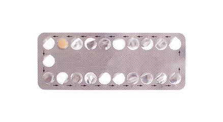 Image showing Contraceptive treatment concept - only one pill left