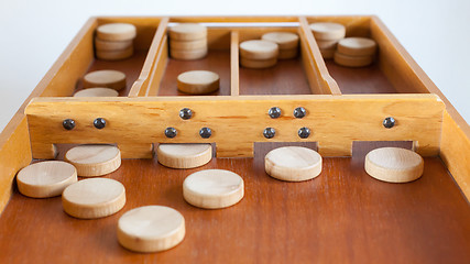 Image showing Typical dutch wooden boardgame - Sjoelen